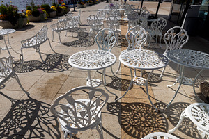 White Ornate Cast Iron Patio Bistro, an Architecture Photo by Imaginarium