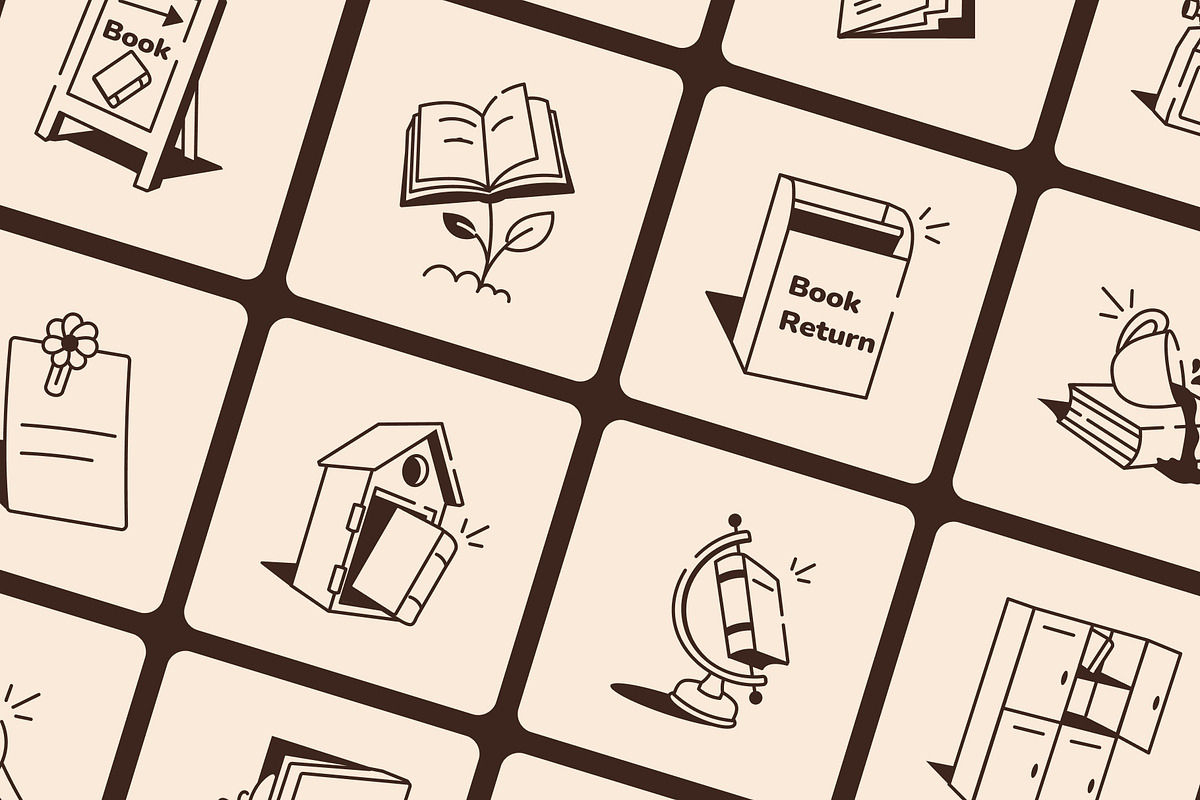 Library Drawing Illustration Set, an Outline Icon by Vectors Market (Photo 6 of 8)