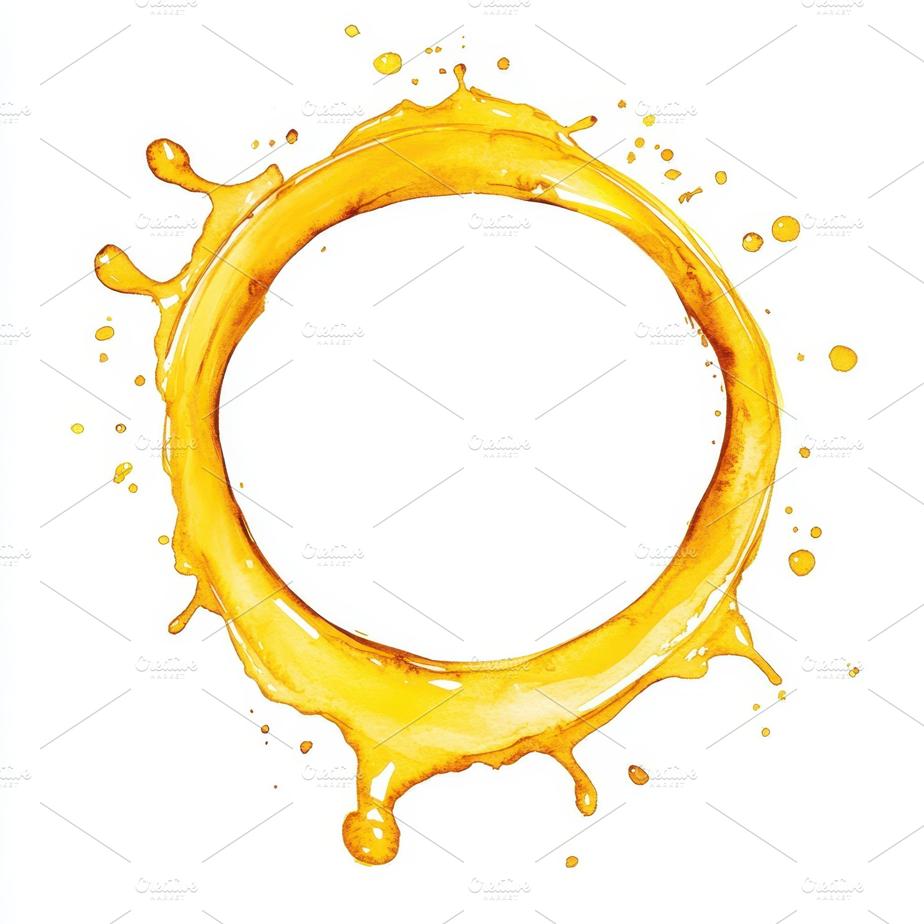 Golden liquid splash forming a circl, an Abstract Photo by Pixeness Studio