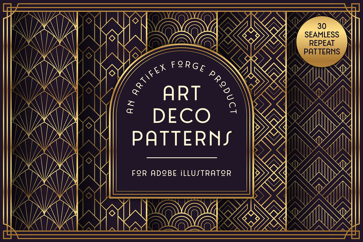 Art Deco Patterns for Illustrator, a Pattern Graphic by The Artifex Forge (Photo 1 of 7)