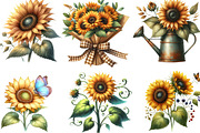 Watercolor Summer Sunflower Clipart, an Illustration by Designking (Thumbnail 4 of 4)