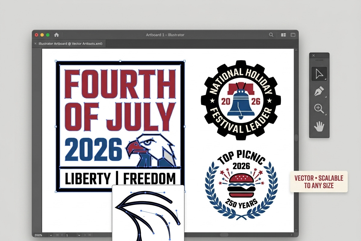 4th July 2026 Event Badge EPS Bundle, an Object Graphic by NH graphic (Photo 3 of 10)