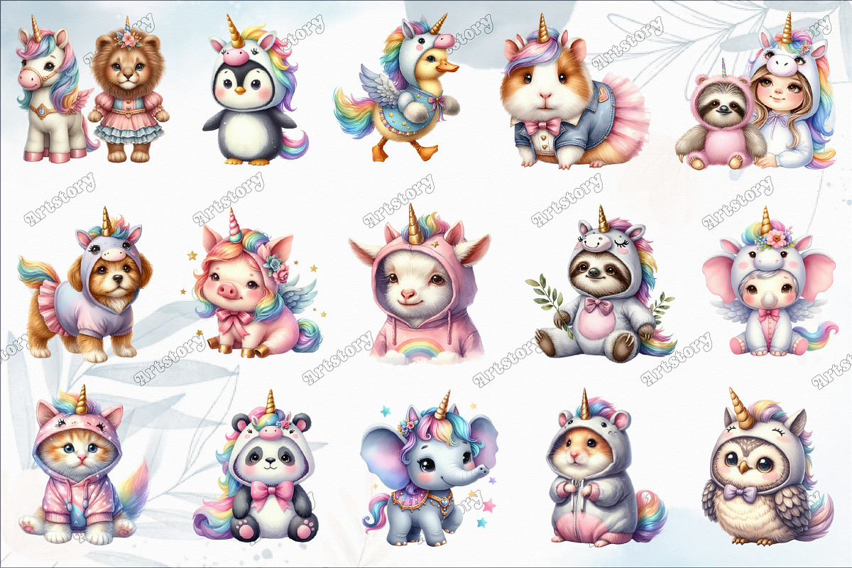 Unicorn Costume for Cute Animals, an Illustration by designcity5 (Photo 3 of 5)