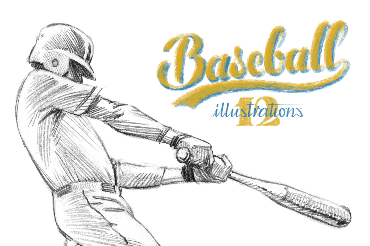 Sketchy baseball drawing set, an Illustration by RasterBird (Photo 1 of 17)