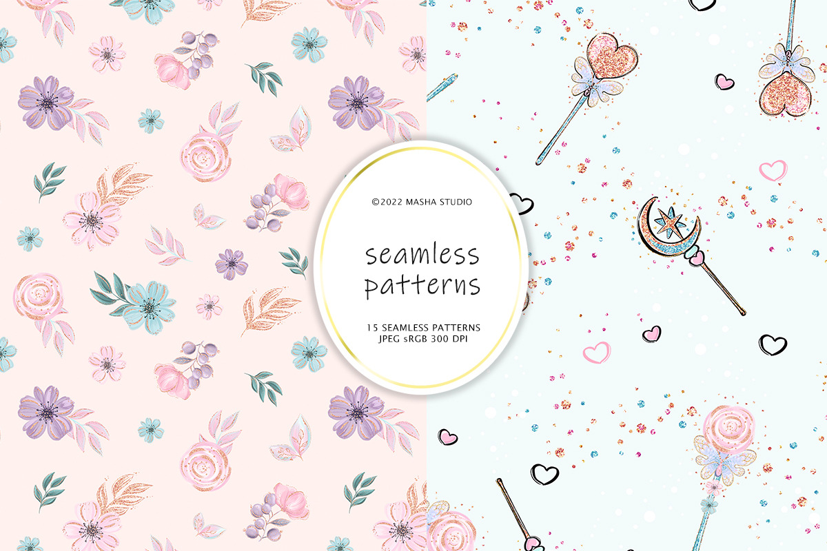 Fairies & Butterflies Digital Papers, a Pattern Graphic by Masha  Studio (Photo 7 of 10)