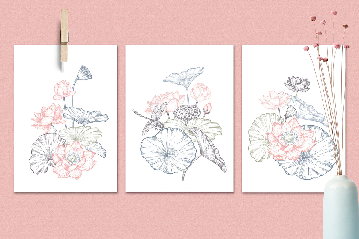 Lotus Blossom Vector Collection, a Pattern Graphic by Molly art (Photo 5 of 16)
