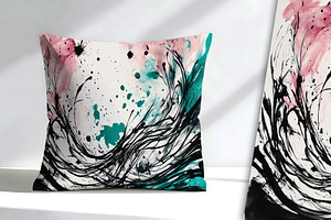 Ink Plash Teal and Pink, a Decorative Illustration by Sharon Schwalbe