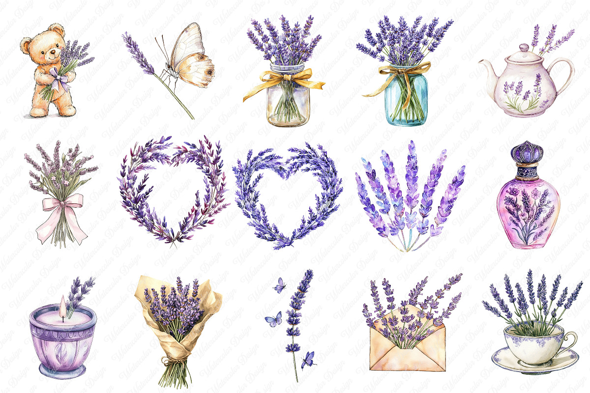 Lavender Mother’s Day Clipart, an Illustration by Watercolor design (Photo 2 of 13)
