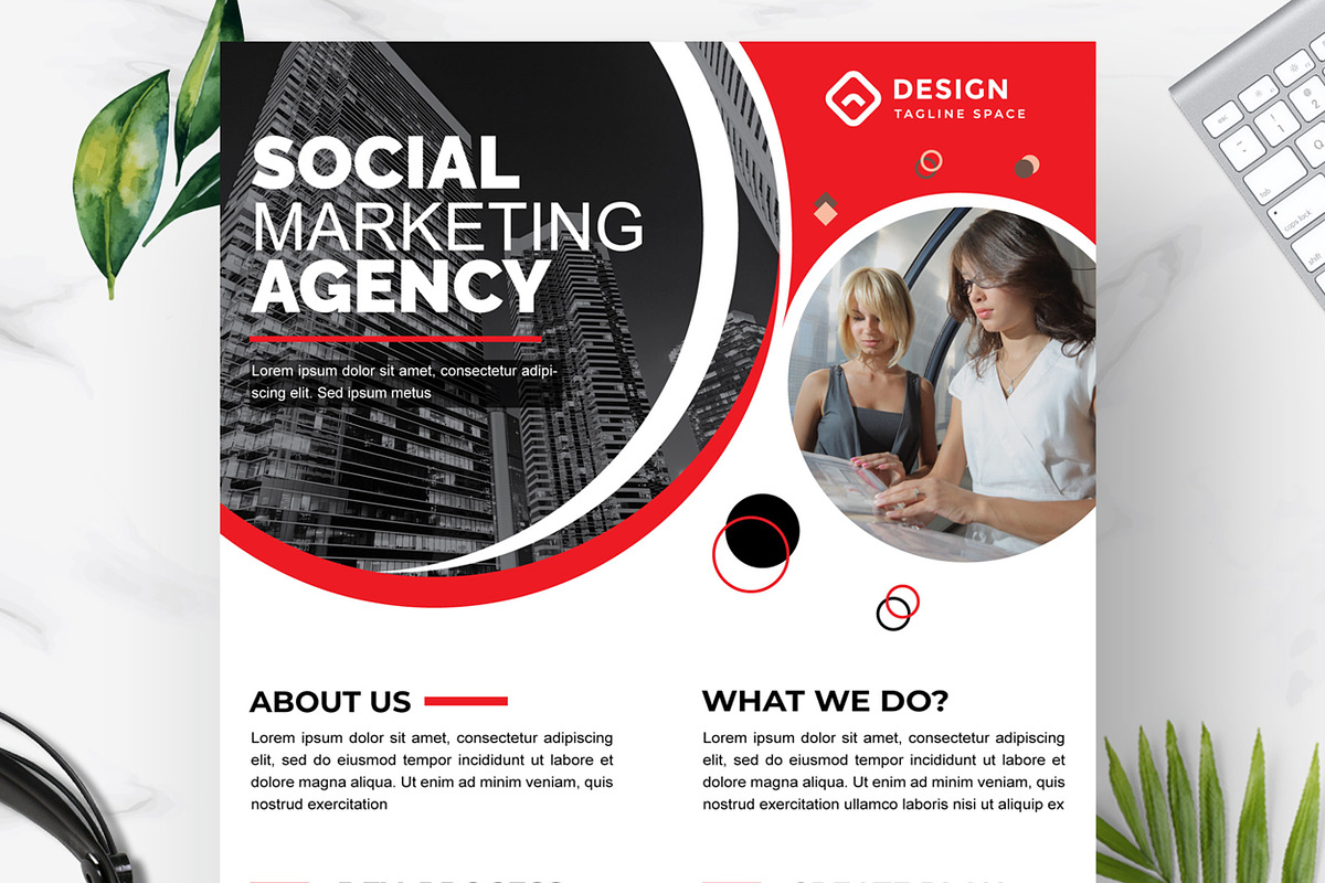 Flyer Template Red Color Design