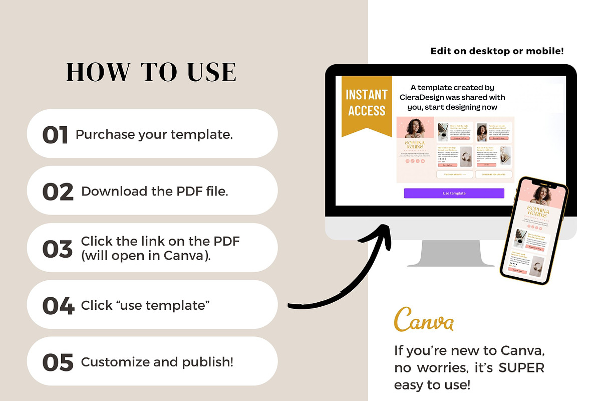 Link In Bio Template | Boho Coach, a Landing Page Template by Ciera Design Templates (Photo 9 of 9)