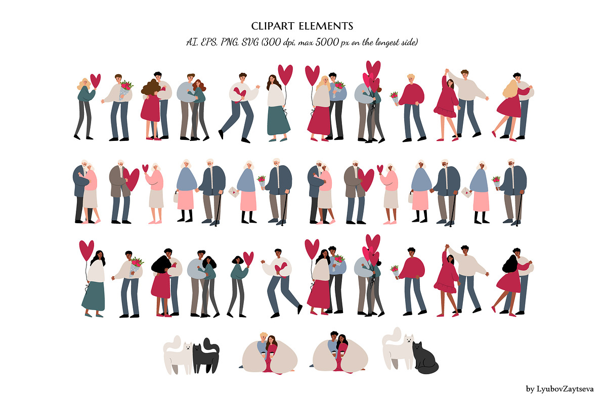 Couple in love clipart | ai png svg, a Person Illustration by LyubovZaytseva (Photo 3 of 19)
