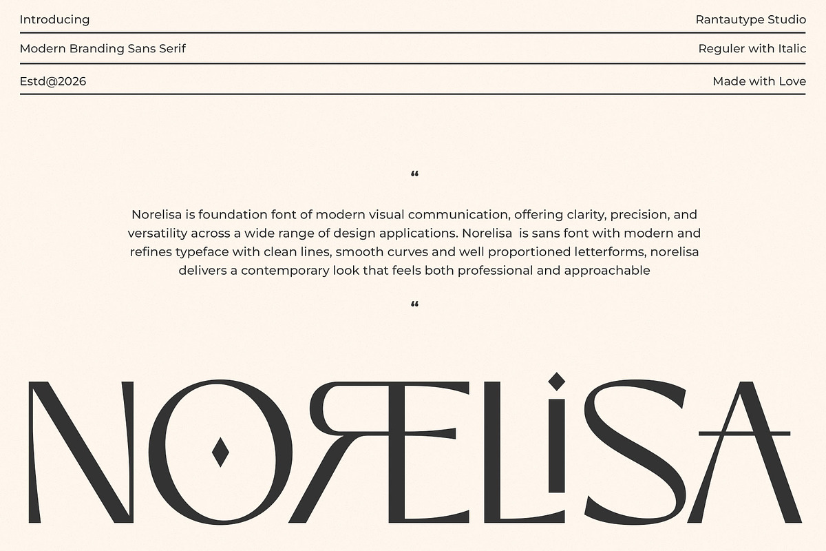 Norelisa Modern Branding Sans Font, a Serif Font by RantautypeStudio (Photo 1 of 17)