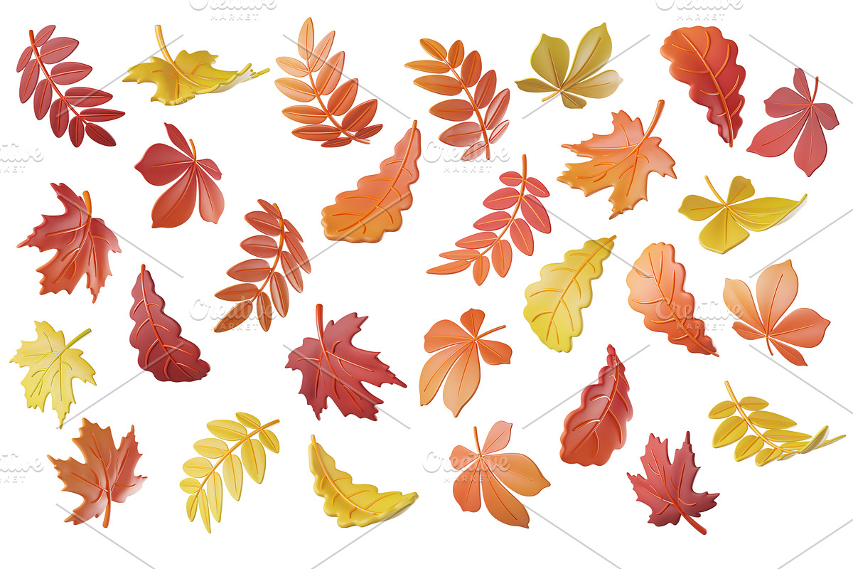 3D Autumn Leaves, a Plants & Tree 3D Model by Hannet (Photo 1 of 5)