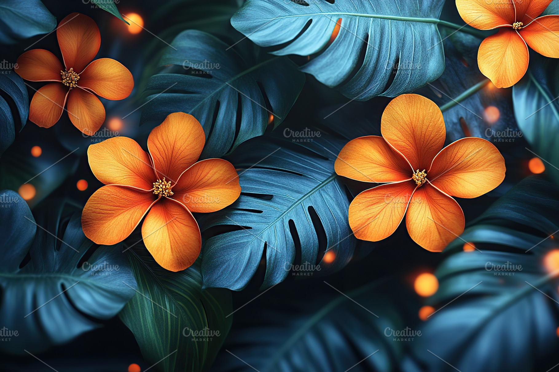 Vibrant orange flowers bloom amidst lush green leaves in a natural setting, a Background Photo by AlyaAnd