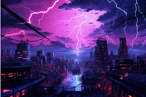 Dynamic Neon City Thunder. Future