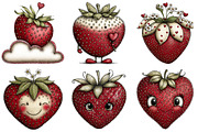 Valentine Strawberry Clipart, an Illustration by Craft Nest (Thumbnail 3 of 8)