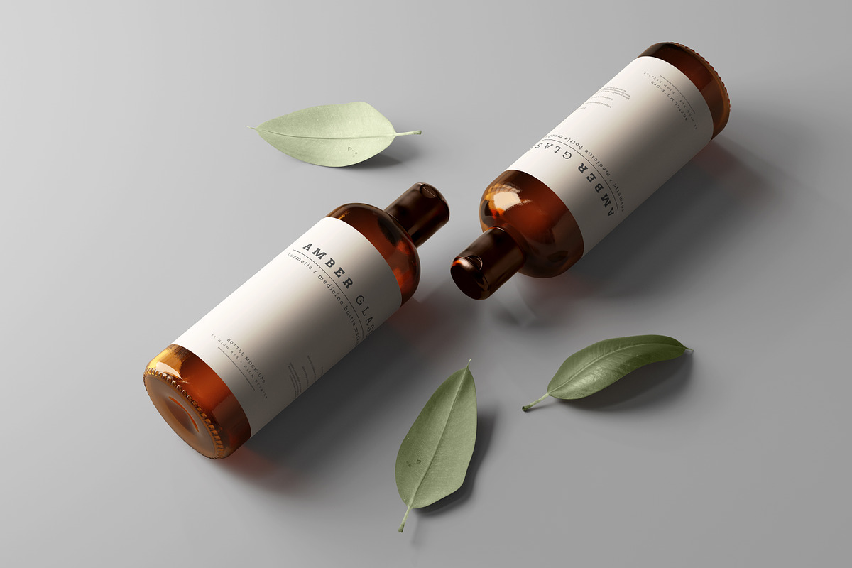 Amber Glass Bottle Mockups, a Cups & Container Mockup by pmvch (Photo 10 of 10)
