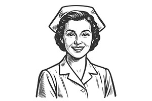 Vintage Nurse Portrait engraving, a Healthcare Illustration by AlexArt