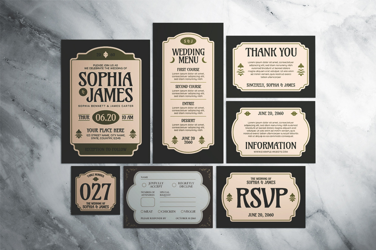 Green Beige Organic Retro Invitation, an Invitation Template by The Good Store (Photo 1 of 4)