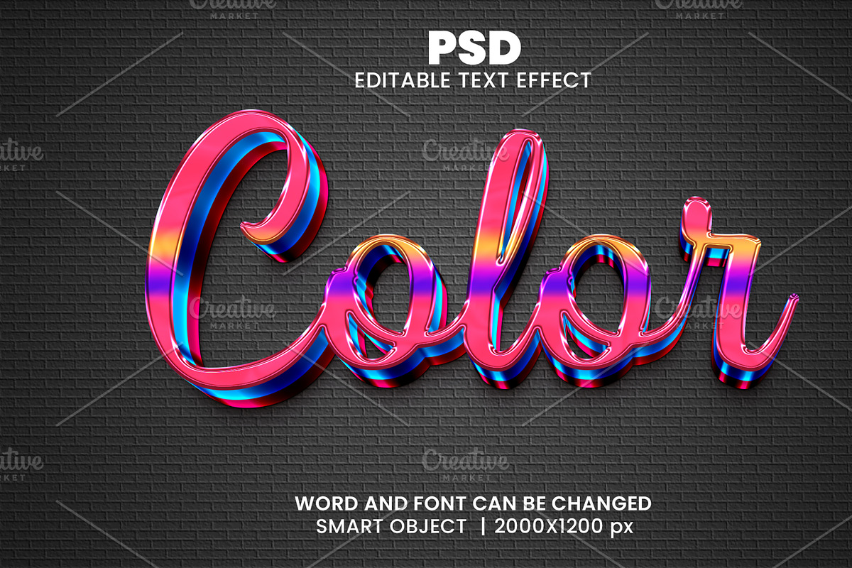 Color 3d Editable Psd Text Effect, a Layer Style Add-On by bdrobin (Photo 2 of 2)