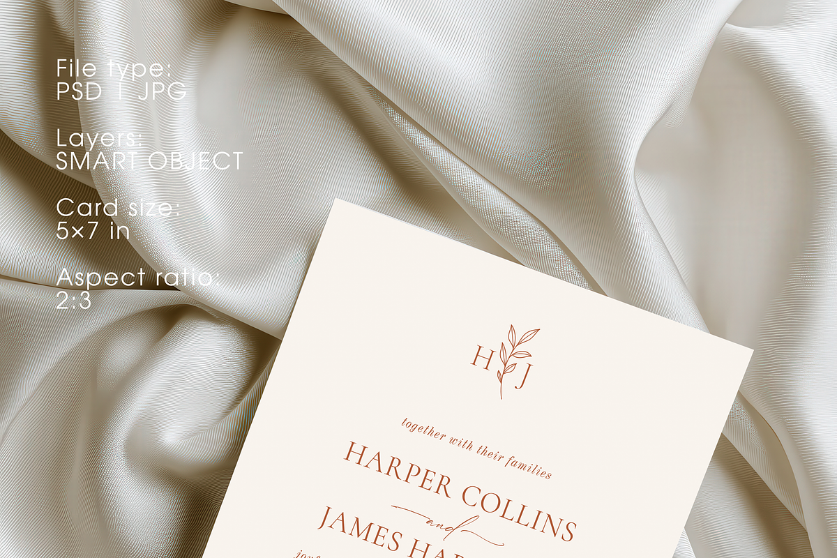 Beige Wedding Invitation Mockup, a Mockup by Serenefeeling (Photo 3 of 6)