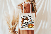 Halloween, Skull With Bow, Pumpkin P, an Illustration by Libby Wishes (Thumbnail 6 of 6)