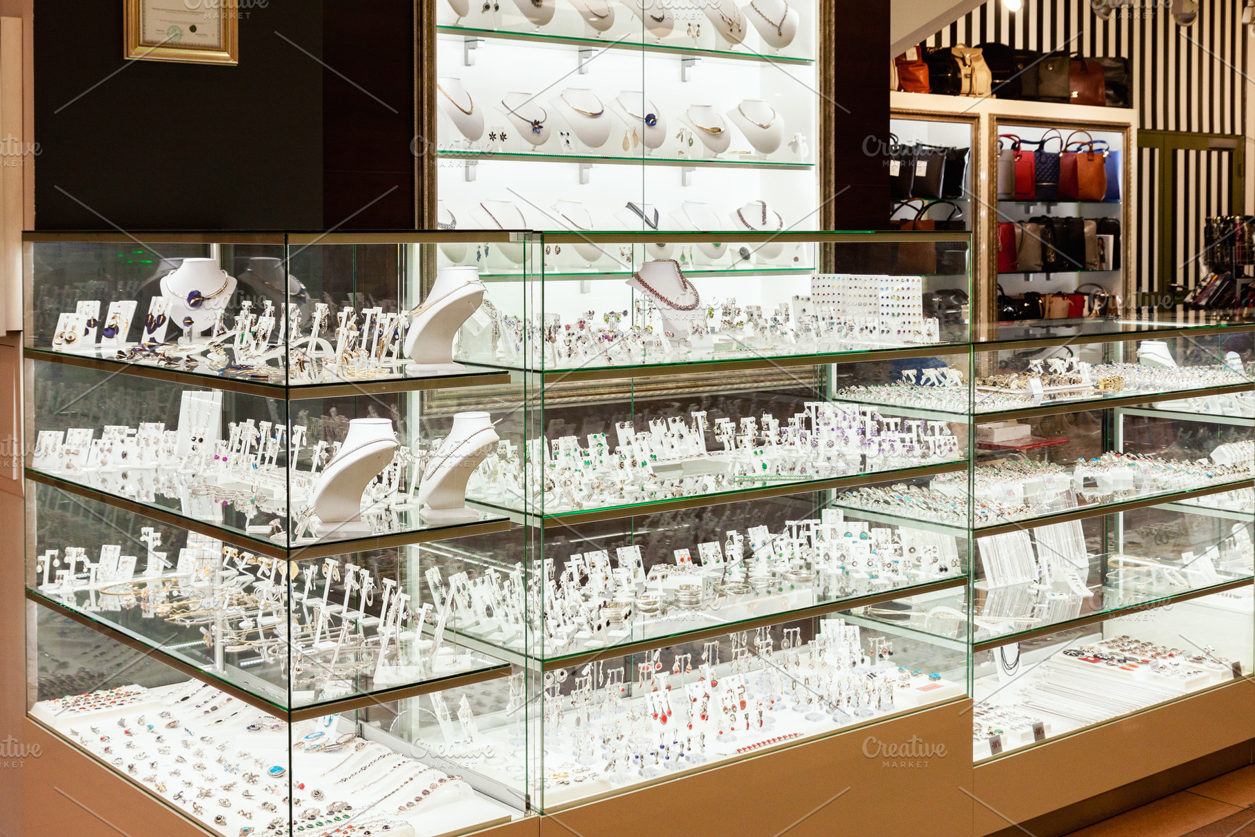 Shiny jewelry shop glass display, a Business Photo by BOOCYS