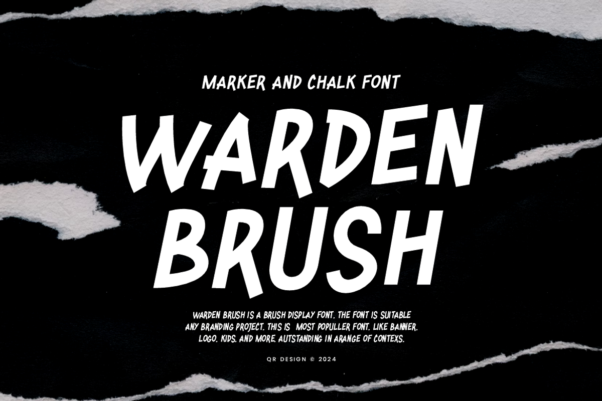 Warden Brush - Marker Font, a Handwritten Font by QR Design Studio (Photo 1 of 6)