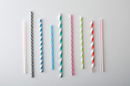 Collection of tubular drinking straws with different motifs and