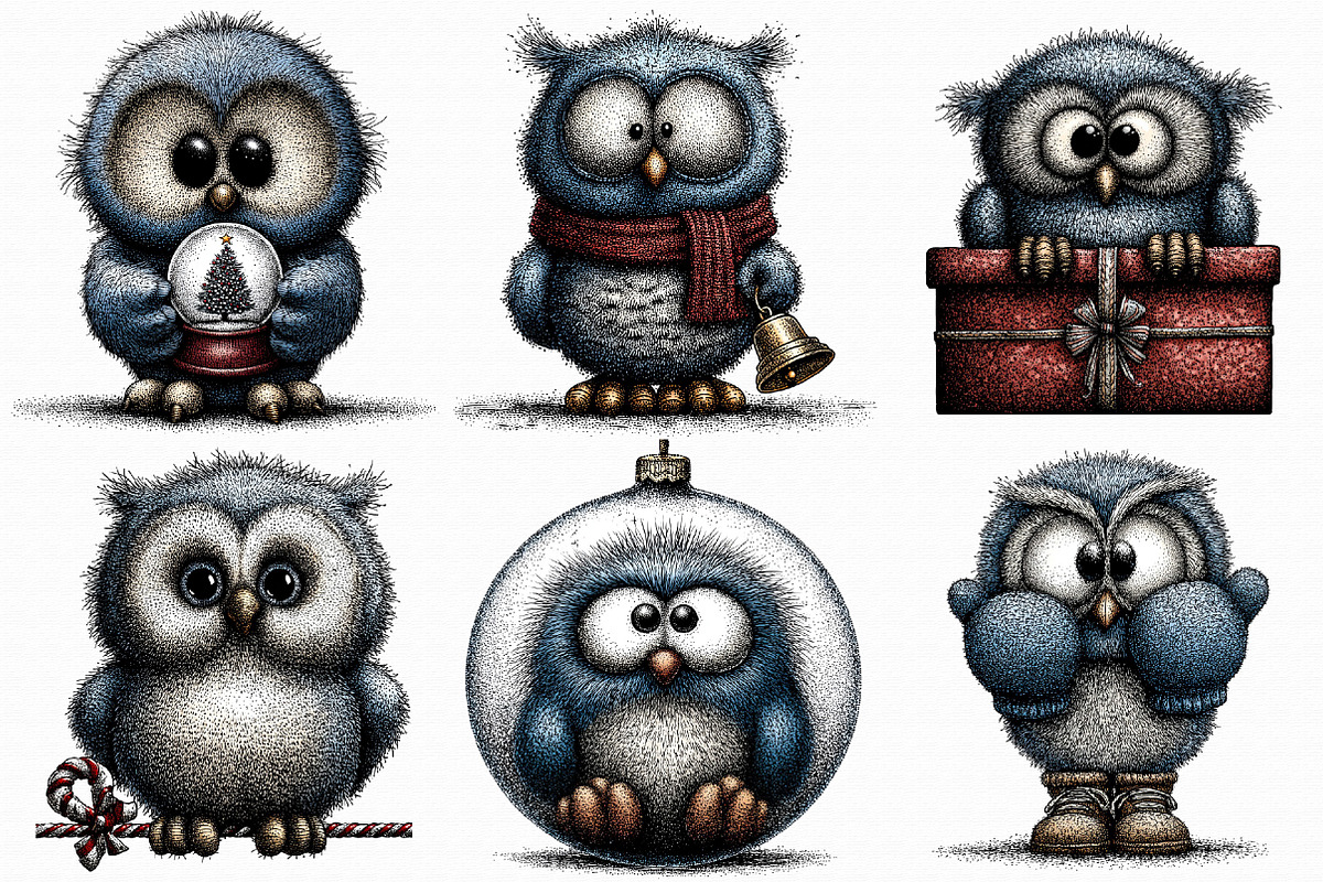 Whimsical Baby Snowy Owl Clipart, an Illustration by Libby Wishes (Photo 3 of 9)