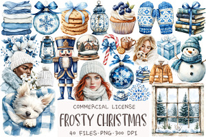 Frosty Christmas Clipart, an Illustration by OK Design