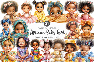 African American Baby Girl Clipart, an Illustration by SinaCreation