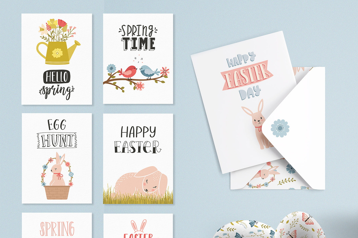 Easter & Spring. Cards and patterns, a Seasonal Illustration by Valeria Soloveva (Photo 4 of 15)
