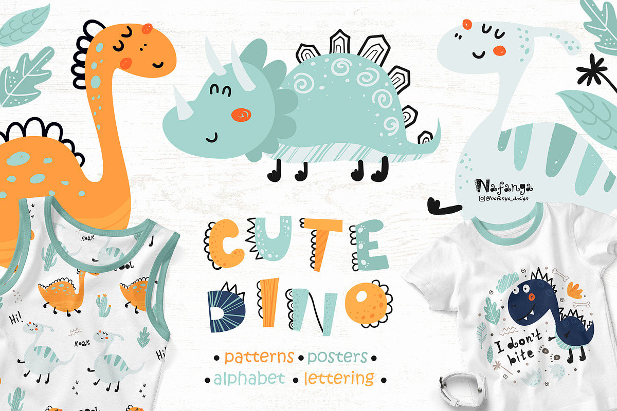 Cute Dinosaur Collection, a Wallpaper Graphic by Nafanya (Photo 1 of 10)