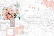 Peony Flower outlines & patterns, a Pattern Graphic by Jermolina Mockups (Thumbnail 1 of 7)