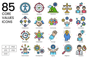 85 Core Values Icons - Vivid Series, an Icon by Flat Icons