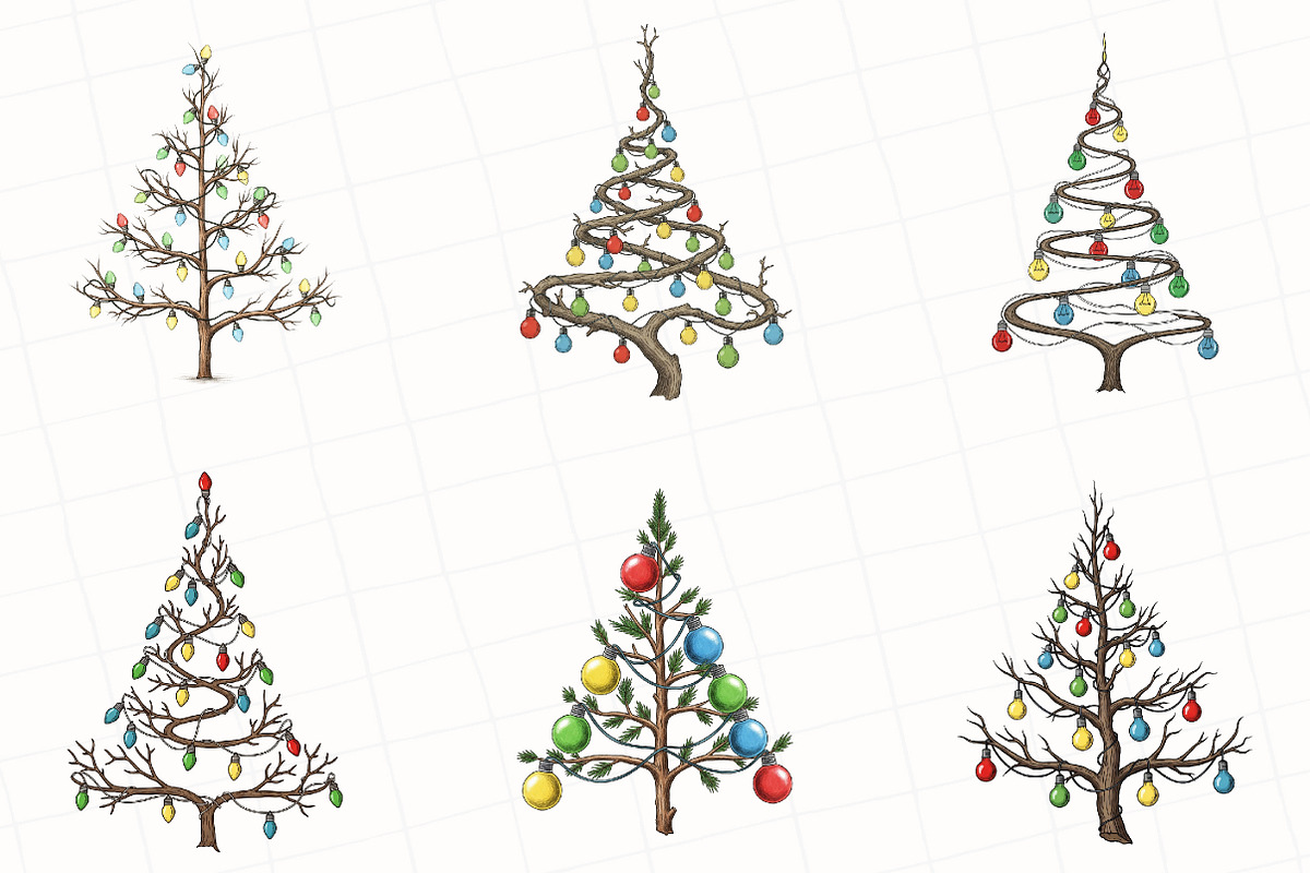 Christmas Lights Tree Clipart, an Illustration by OK Design (Photo 5 of 5)