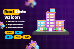 Real State 3d Illustration Icon Pack