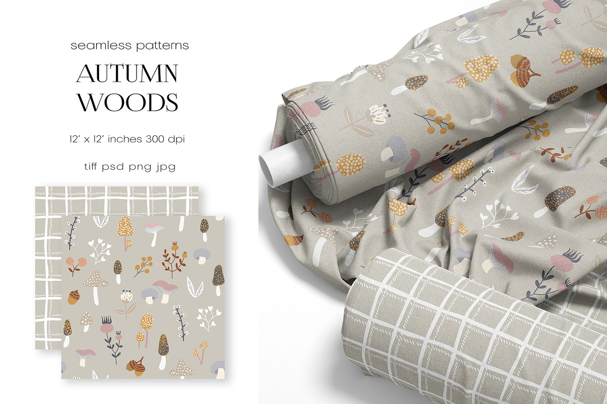 Autumn Woods — seamless patterns, a Pattern Graphic by PROTEA Watercolor Studio (Photo 2 of 5)