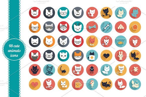 48 Cute Animals Icons
