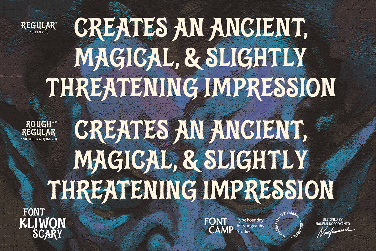 Kliwon Scary Font, a Serif Font by Fontcamp Type Foundry (Photo 3 of 13)