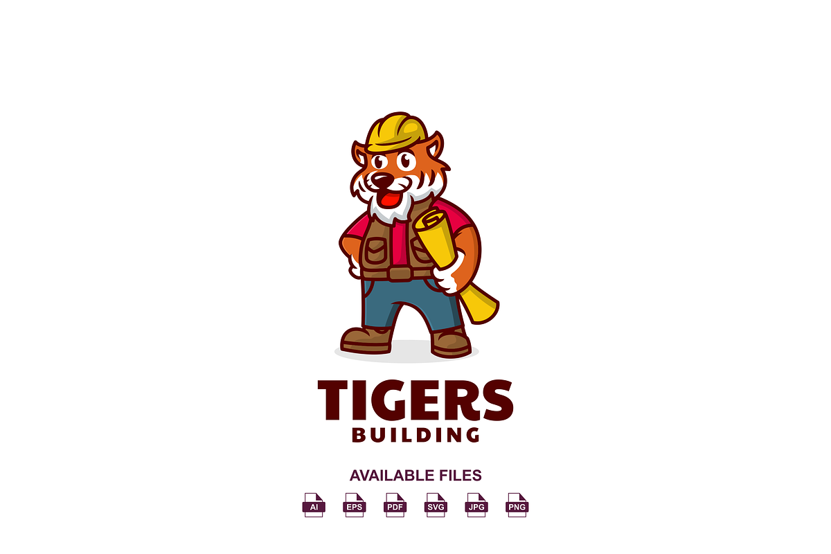 Tiger Builder Mascot Logo, a Design Template by artchiles_design