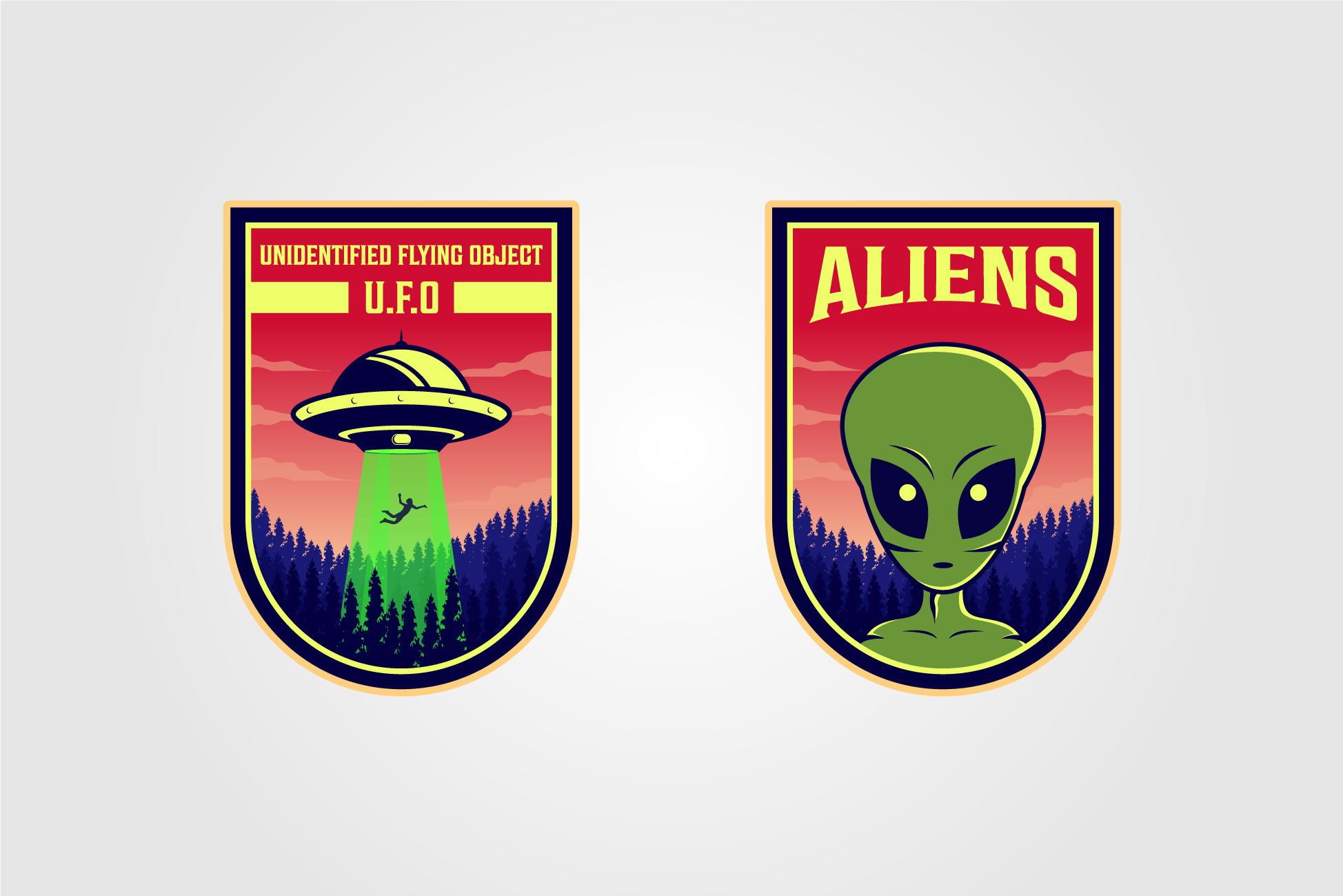ufo and alien logo vector patches, a Branding & Logo Template by lawoel