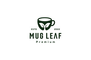 Mug Leaf Coffee Shop Logo Template