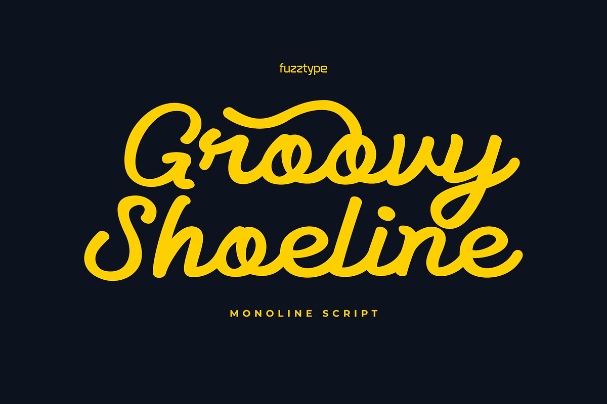Groovy Shoeline - Monoline Script, a Script Font by fuzztype (Photo 1 of 16)