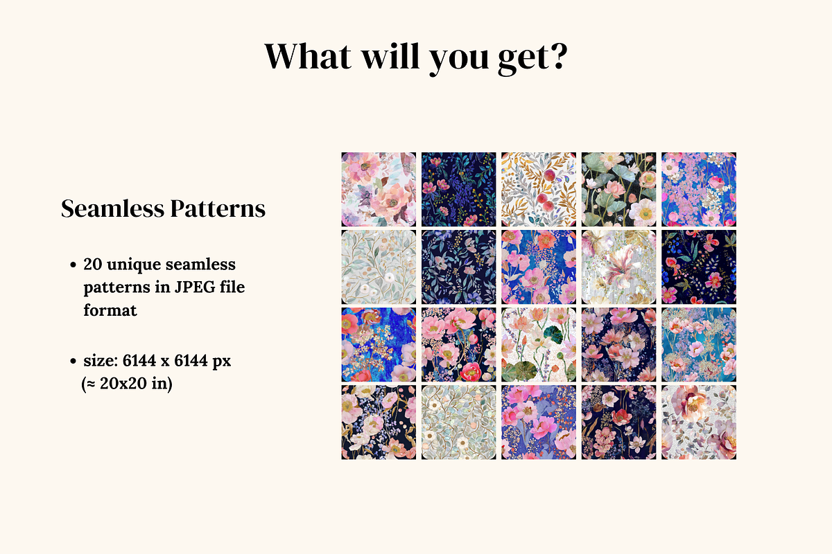 Mosaic Floral Seamless Patterns, a Pattern Graphic by Ninterints (Photo 2 of 21)