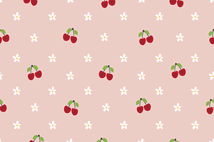 Cherries & Daisies Set Of 7 Seamless