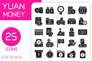 Yuan Banknote, Coin & Price Tag Icon, a Finance Illustration by Designfour