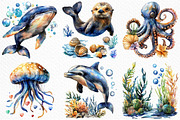 Watercolor Sea Animals Clipart, an Illustration by Craft Nest (Thumbnail 5 of 12)