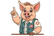 Funny Pig with USA Flag Vest Vector, an Animal Illustration by Ghagra (Thumbnail 2 of 3)
